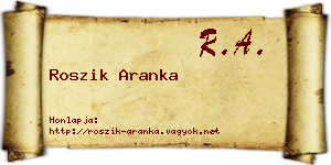 Roszik Aranka névjegykártya